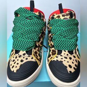 New In Box Lanvin Paris Curb Leopard Sneaker Sz 8.5
